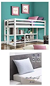 Better Homes Greer Loft Storage Bed with Spacious Storage Shelves and Pillow (White)
