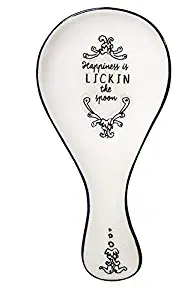 Katie & Mandy 10"L Ceramic Spoon Rest - Happiness is Lickin the Spoon