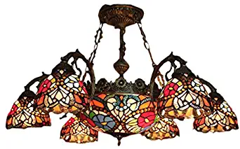 American Tiffany Style Dining Room Chandeliers 6 Arms 9 Light Bulbs Hotel Pendant Lamps