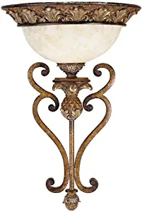 Livex Lighting 8460-57 Savannah 1 Light Venetian Patina Wall Sconce with Vintage carved Scavo Glass