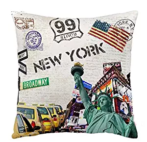 ITFRO Retro Vintage New York City Skyscraper Cotton Linen Square Decorative Retro Throw Pillow Case Vintage Cushion Cover 18"X18 (4)