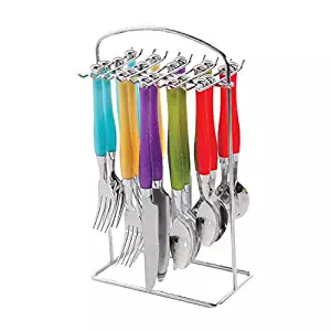 Gibson Home 105913.20 Santoro 20 Piece Set Plastic Handle Flatware on Hanging Rack, Multicolor