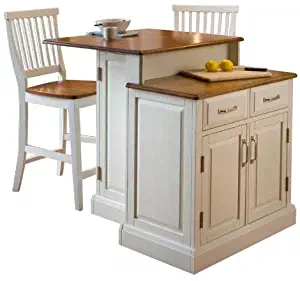 Woodbridge White Kitchen Island & 2 Stools by Home Styles