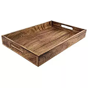 GoCraft Handmade Classic Wooden Tray for Serve Ware Kitchen Accessories - 15"