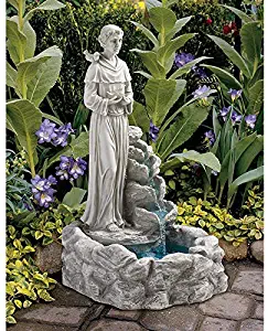 Water Fountain - Nature's Blessed Prayer St Francis Statue Garden Decor Fountain - Outdoor Water Feature