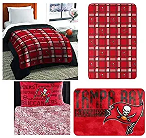 Northwest NFL Tampa Bay Buccaneers 6pc Twin Bedding Set - Includes Comforter, Flat Sheet, Fitted Sheet, Pillowcase, Blanket and Rug