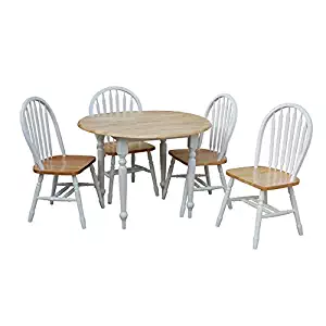 TMS 5 Piece Drop Leaf Dining Set, White/Natural