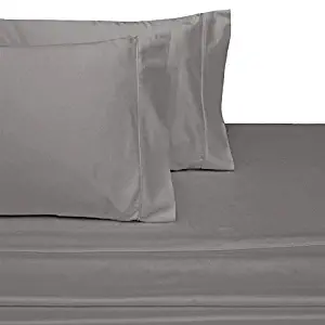 Xuvet Split Top King (Adjustable, Flex Top King Size) 100% Egyptian Cotton, Solid Silver, 600 Thread Count, Sateen Weave, 18 inch Deep Pocket Bed Sheet Set