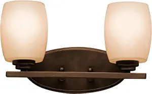 Kichler 5097OZ Bath Vanity Wall Lighting Fixtures, Bronze 2-Light (15" W x 10" H) 200 Watts