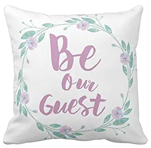 Kissenday 18X18 Inch Be Our Guest Welcome Quote Welcomed Saying Cotton Polyester Decorative Home Decor Sofa Couch Desk Chair Bedroom Car Christmas Housewarming Birthday Gift Square Throw Pillow Case