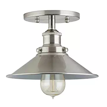 Andante LED Industrial Ceiling Light Fixture - Brushed Nickel - Linea di Liara LL-C407-LED-BN