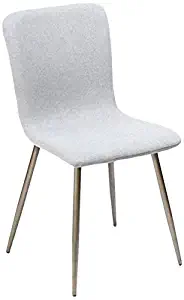 FurnitureR 4 Pcs Dining Chair Unique Style Fabric Cushion Dinning Seat Natural Wood Legs Armless Chairs Set Grey