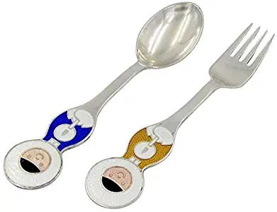 Anton Michelsen Silver and Enamel 1969 Greenlander Christmas Fork and Spoon Set