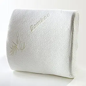 DONGJIE Lumbar Lower Back Pain Pillow-Bamboo Memory Foam Lumbar Support Pillow for Chair, Home, Office, or Travel Memory Foam Lower Back Support Pillow, White, 313210