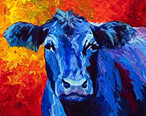 MRR004 Modern Canvas Wall Art for Home and Office Decoration Marion Rose Premium Thick-Wrap Canvas Wall Art Print Blue Cow by Canvas on Demand ,24X30 Inch,canvas Prints Giclee Artwork for Wall Decor