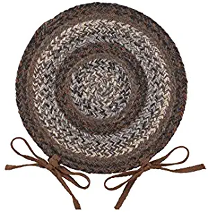 IHF Home Decor Braided Rug Chair Pads Round | Night Shadow Design | Jute Natural Fiber 15 Inch - Set of 4