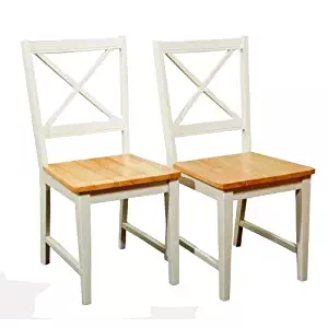 Target Marketing Systems Set of 2 Virginia Cross Back Chairs, Set of 2, White/Natural