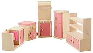 Glamorway Baby Kids Play Pretend Toy Design Wooden Doll Furniture Dollhouse Miniature Toy Children Gifts for Kitchen