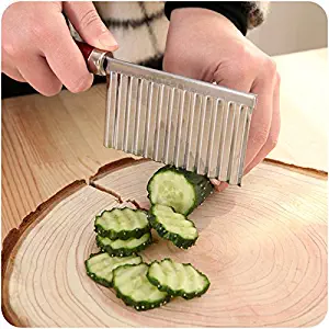 Potato Wavy Edged Knife Stainless Steel Plastic Handle Kitchen Gadget Vegetable Fruit Cutting Peeler Cooking Tool Accessories Kangsanli