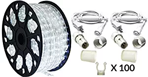 AQLighting Dimmable Cool White LED Rope Light Premium Kit, 120 Volts, 150ft/Roll, Commercial Grade Indoor/Outdoor Rope Light, IP65 Waterproof