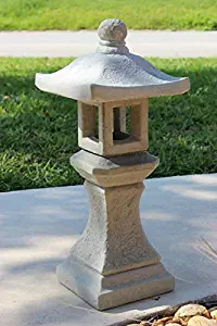 Pagoda Concrete Lantern, 3-Piece Grey/Gray Finish Outdoor Garden Statue Sale