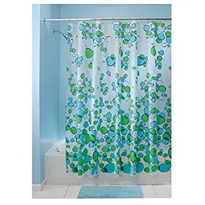 iDesign Bubblz BLU/GRN Curtain, Standard, Blue and Green