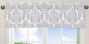 Sweet Jojo Designs Damask Print Window Valance for Girls Lavender, Gray and White Avery Teen/Kids/Children's Bedding