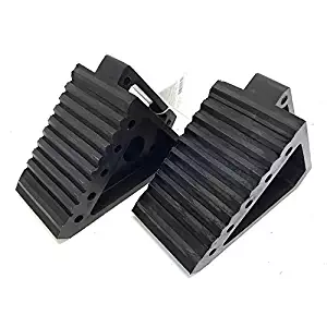 MaxxHaul 2 pack 70472 Solid Rubber Heavy Duty Black Wheel Chock, 8" Long x 4" Wide x 6" high-2 Pack, 2 pack