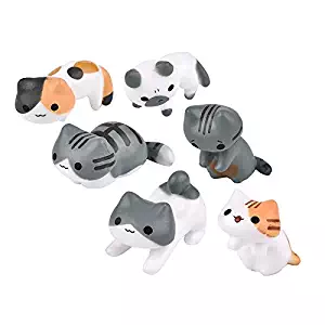 Neko 6pcs Miniature Home Fairy Garden Cats - Micro Kitty Landscape Ornament Decorations – Cute Lucky Cat DIY Figures for Crafts and Home Decor