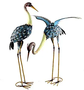 TisYourSeason Large Blue Paradise Cranes Iron Lawn Ornaments Garden Decor Set of 2 Yard Art