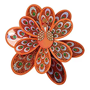 TULLE Outdoor Toy Double Layer Peacock Sequins Windmill Colorful Wind Spinner House Garden Decor Yard s Toys (Orange)