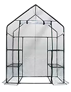Homewell Mini Walk-In Greenhouse 3 Tiers 6 Shelves, 56"W x 29"D x 77"H