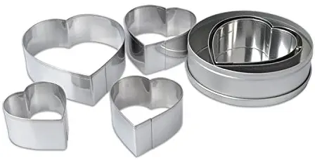 Homy Feel Heart-shaped Cookie Biscuit Cutter Set 6 Valentine Pastry Donut Cutter Set Heart Cookie Cutters Baking Metal Ring Molds