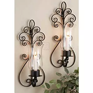 Home Essentials 7027 Set of 2 Pear Sconces, Black