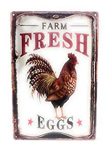 Farm Fresh Eggs Tin Sign, Restaurant Sign, Farm Sign, Barnhouse, Home Décor, Kitchen Décor, Fresh Eggs Sign, Antique Sign, Chicken Coop Decoration, 8-Inch by 12-Inch Sign | TSC264 |