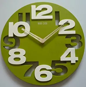 3D Big Digit Modern Contemporary Home Decor Round Wall Clock Green (GREEN, 1)