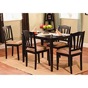 Metropolitan 5-Piece Wooden Dining Set, 1 Table & 4 Chairs (Black)