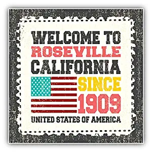 Roseville Travel Postage Stamp Vinyl Decal Sticker for Laptop Fridge Guitar Car Motorcycle Helmet Toolbox Luggage Cases 10 Inch in Width