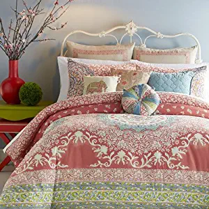 Jessica Simpson Amrita Medallion Comforter Set, Queen, Coral