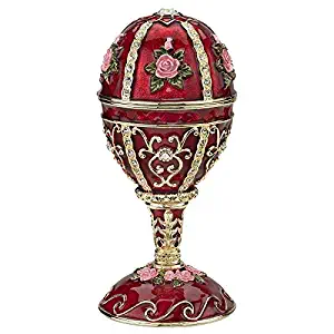 Design Toscano The Russian Rosette Rose Romanov Style Enameled Egg, red
