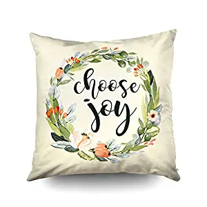 KIOAO Christmas Pillowcase Standard 20X20Inches Square for Cushion Home Decorative, i Choose Joy Flowers Christian Quote Farmhouse Calligraphy Pillow Covers Printed with Both Sides of Cotton