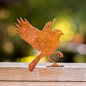Elegant Garden Design Flying Bluebird, Steel Silhouette with Rusty Patina