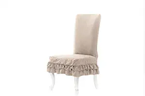 Octorose Bonded Micro Suede Shortly Dining Chair Covers (Khaki)