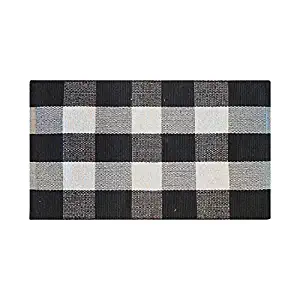 Area Rug Buffalo Plaid Checkered Black and White, Indoor and Outdoor Mats,for Kitchen, Entryway, Laundry,Porch, Bedroom, Bathroom, Front Welcome Doormats and More (23.6 x 35.4 Inch)