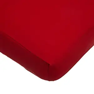 TL Care Supreme 100% Natural Cotton Jersey Knit Fitted Crib Sheet for Standard Crib and Toddler Mattresses, Red, 28" x 52", Soft Breathable, for Boys and Girls