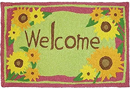 Home Comfort Jellybean Indoor Outdoor Rug "Welcome" Sunflowers