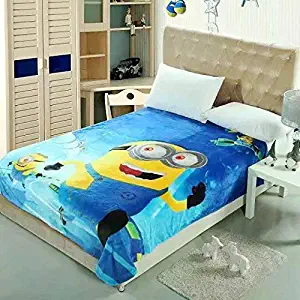 talever Kid Blanket Super Plush Throw Blanket Cartoon Print Kids Adults Character Lightweight Coral Fleece Blanket Size 59x78 inches (Minions)