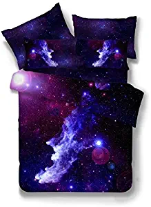 MADBEE Duvet Cover 3Pcs Bedding Sets :1 Quilt Cover + 2 Pillowcase for Boys Girls Galaxy (Comforter Not Include) (12, Queen Size)