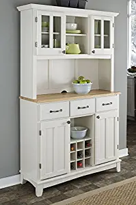 Buffet of Buffets White with Natural Wood Top with Hutch by Home Styles