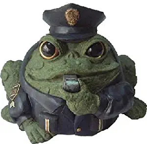 Homestyles Toad Hollow #94087 Figurine Policeman in Cop Uniform with Cap Badge & Whistles Rescue Character Garden Small 5.5"h Statue Toad Figure Evergreen